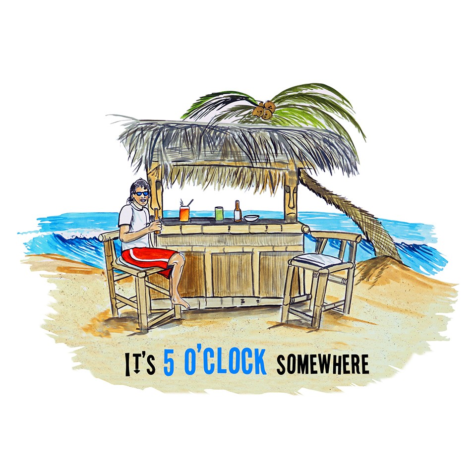 Decal Vinyl Sticker "5 O'clock Somewhere" - Cabana Made in USA gallery