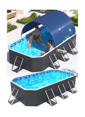 StarOcean Foldable Pool with Canopy,Non Inflatable Pool,Large Foldable Swimmi…