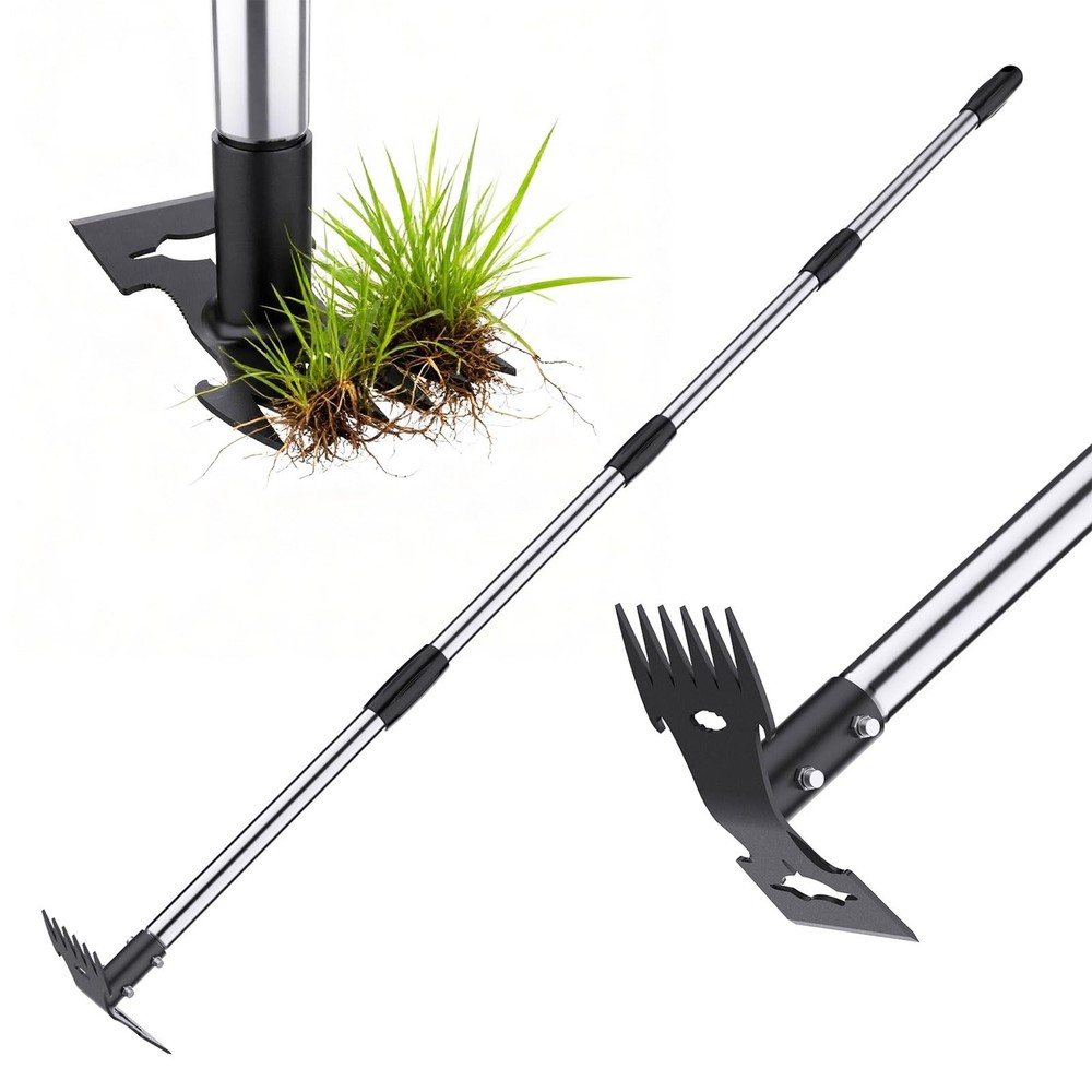 Weed Puller Tool with Long Handle，Adjustable Long Manual Weeder Tool，2 in 1 H...