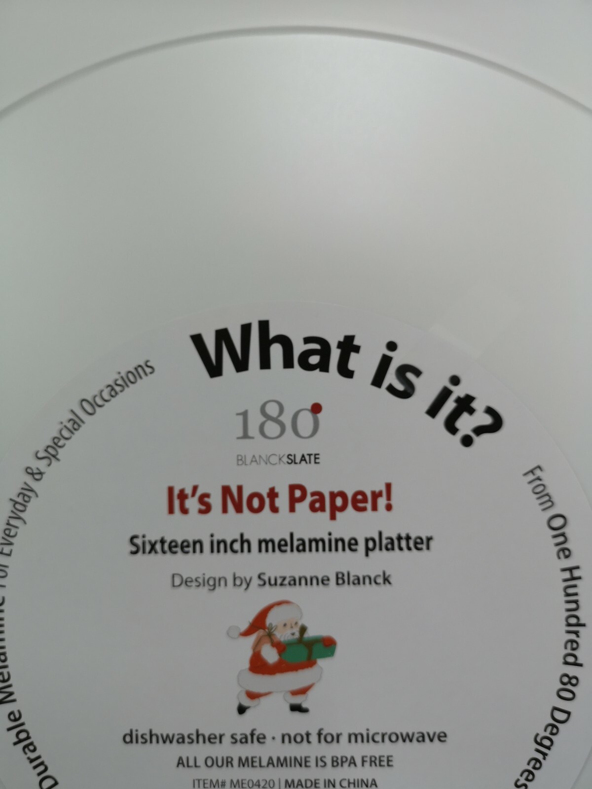 16" SANTA "Paper" PLATTER Melamine COOKIE PLATE Serve DISH Christmas ME0420 NEW gallery