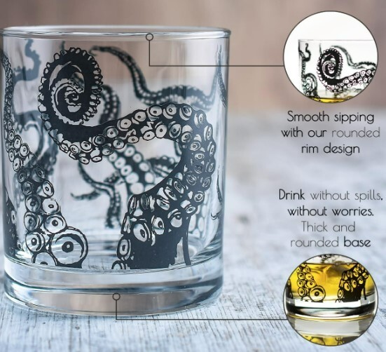 Greenline Goods Whiskey Glasses - 10 Oz Tumbler Gift Set Kraken Whiskey set of 2 gallery