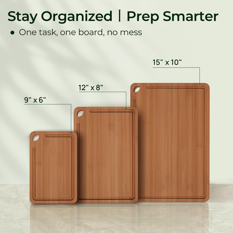 Durable Bamboo Cutting Board with Juice Grooves & Handles - Ideal for Chopping, gallery