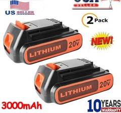 2x 20V Battery 3.0Ah Replacement for Black Decker 20V Lithium LBXR20 LB20