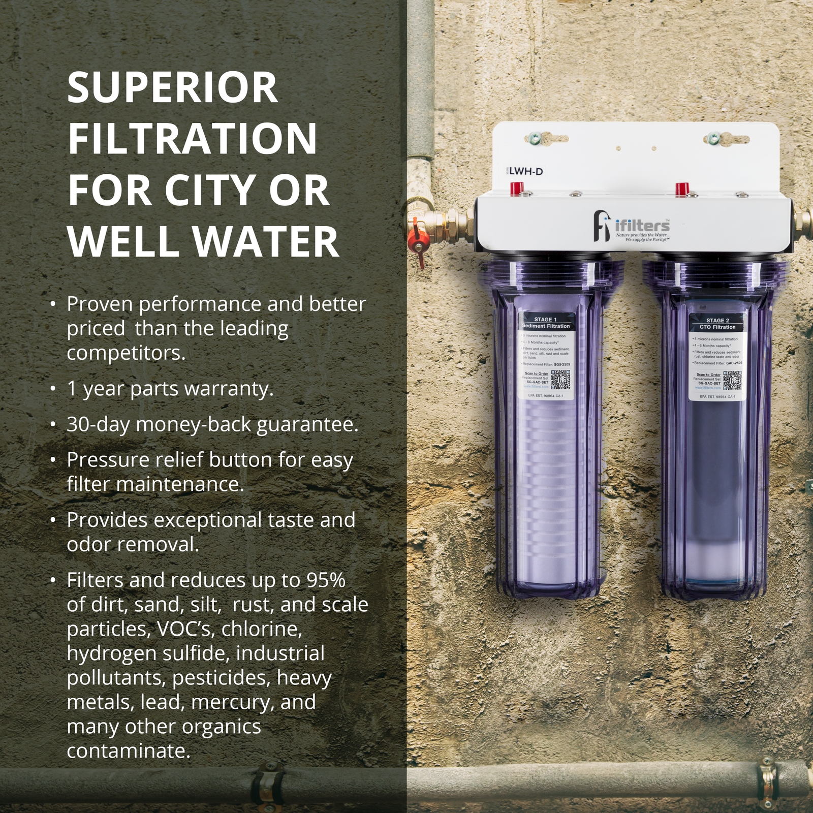 iFilters Whole House Water Filter System Sediment CTO City/Well Water Filtration gallery