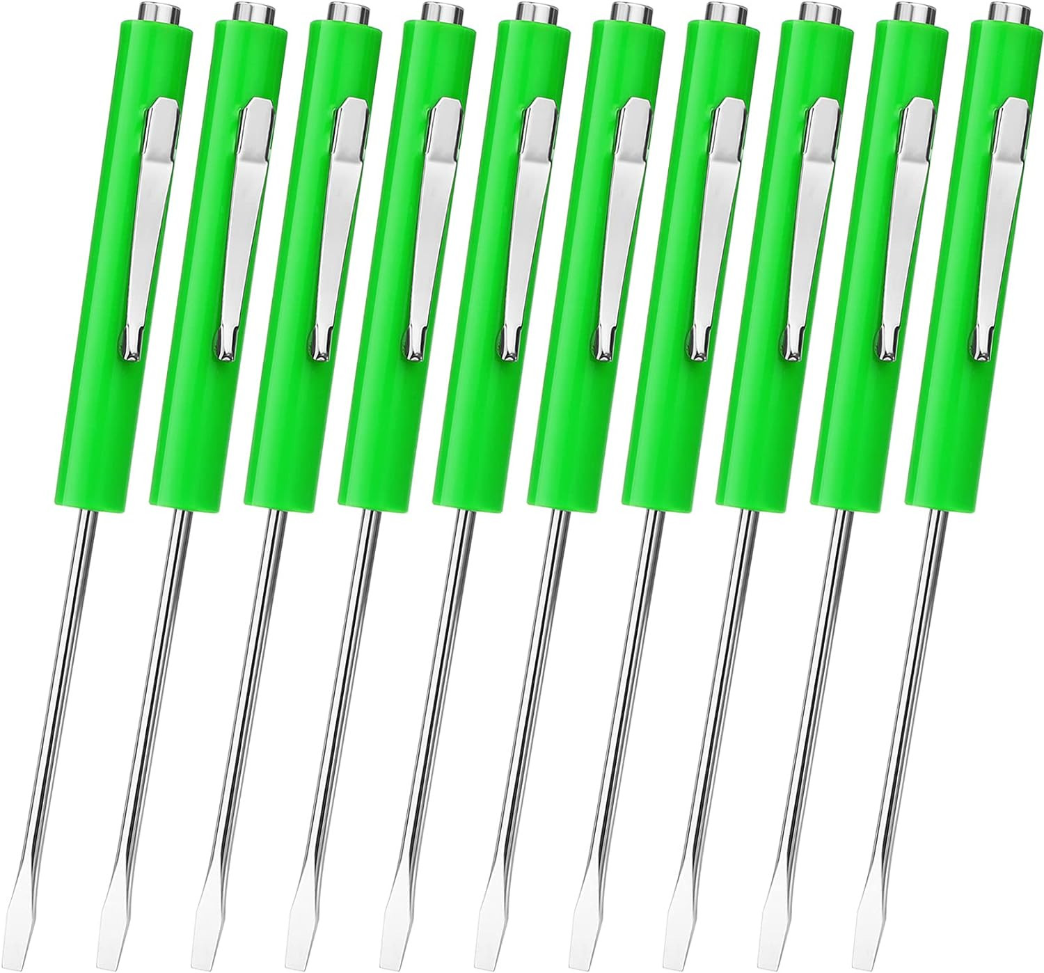 10 Pieces Pocket Screwdriver Mini Tops and Pocket Clips Magnetic Slotted Small S gallery