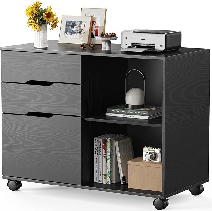 3-Drawer File Cabinet Lateral Mobile Cabinet Wood Under Desk Storage Organizer gallery