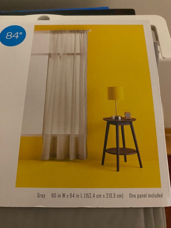 BRAND NEW ROOM ESSENTIALS SINGLE PANEL 84 INCH SHEER CURTAIN GRAY 60W X 84L gallery