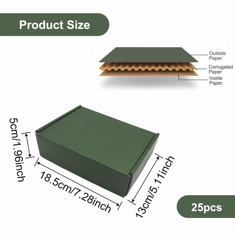 25 Pack Corrugated Packaging Box Mailers Shipping, Green Recyclable Cardboard... gallery