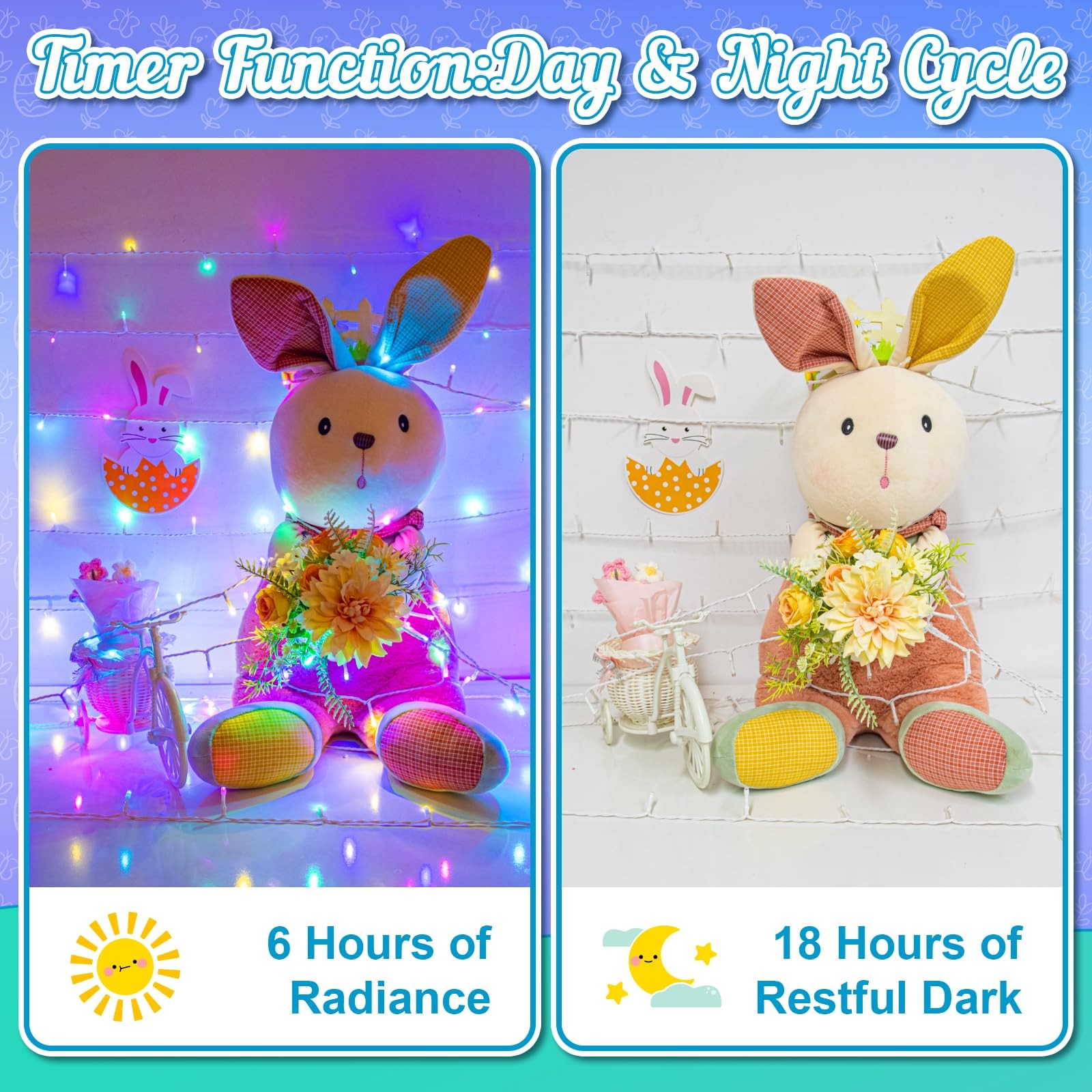 Easter String Lights Battery Operated, Pastel Easter Lights with Timer 16.4ft... gallery