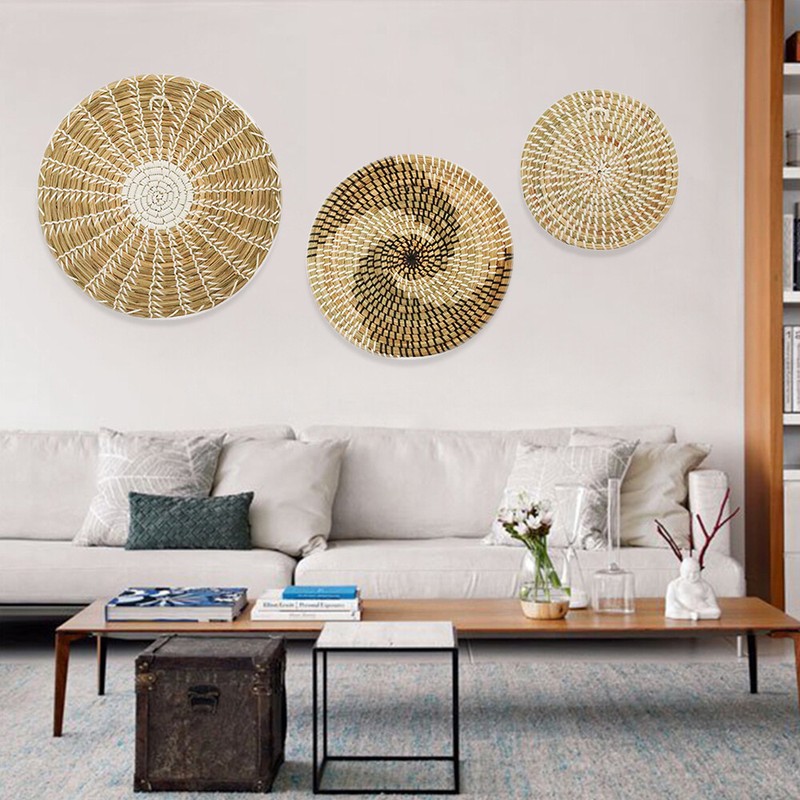 3 Sets Wall Basket Boho Decor Woven Decor Baskets Hanging Wall Art for Bedroom gallery