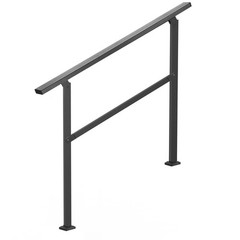 Outdoor Handrails for Steps, 2-3 Step Stair Rail Kit, Black Square Tube with Ho