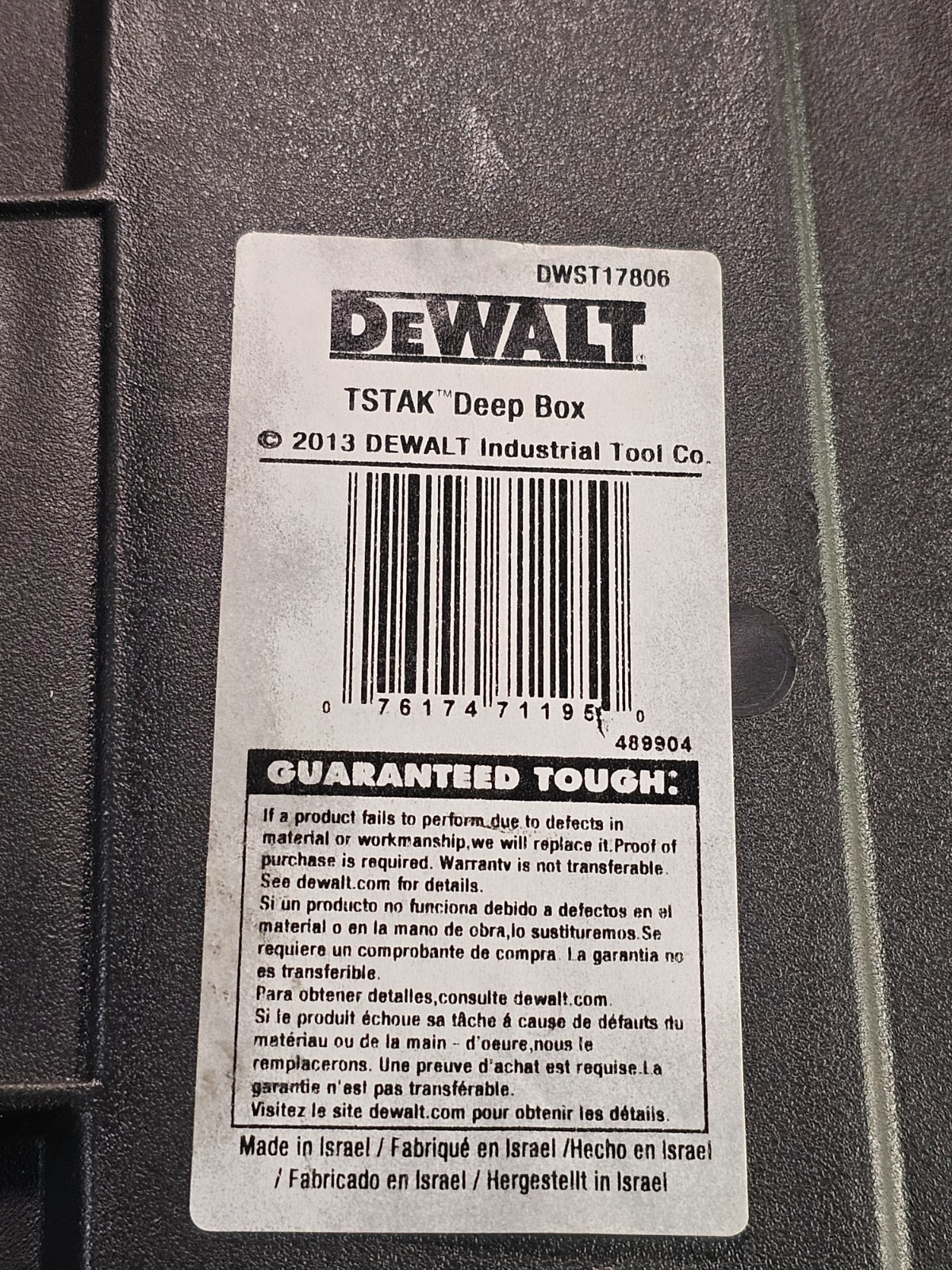 DEWALT TSTAK Tool Box Extra Large Removable Tray Water Resistant DWST17806 gallery