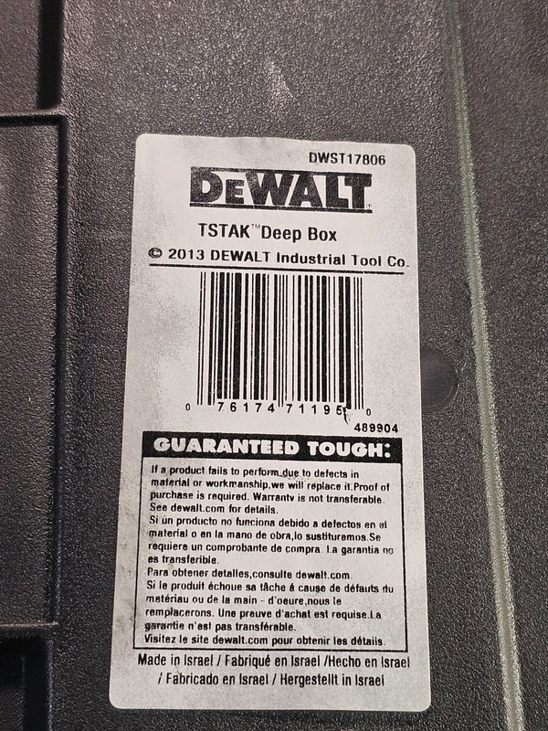 DEWALT TSTAK Tool Box Extra Large Removable Tray Water Resistant DWST17806 gallery