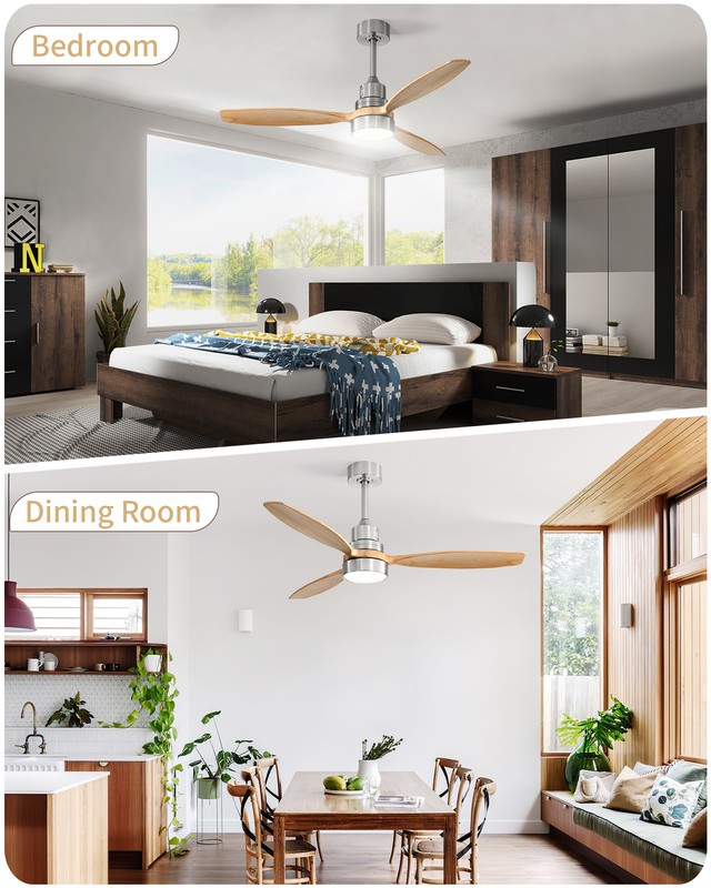 Sofucor 52" Wood Ceiling Fan with Light and Remote Control Farmhouse Ceiling Fan gallery