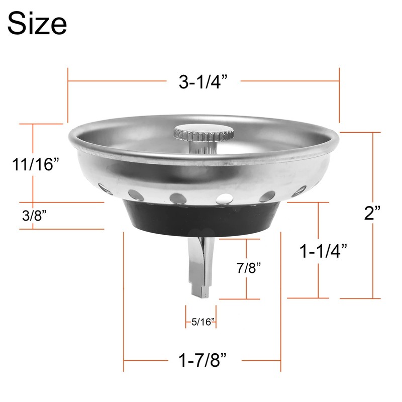 2 Pack - Kitchen Sink Strainer and Stopper Combo Basket Replacement for Standard gallery