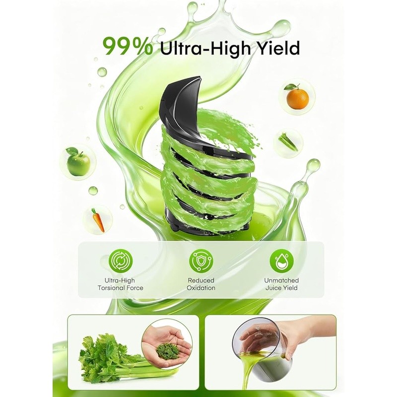 Cold Press Masticating Juicer Easy Clean Quiet Motor Nutrient Retention New gallery