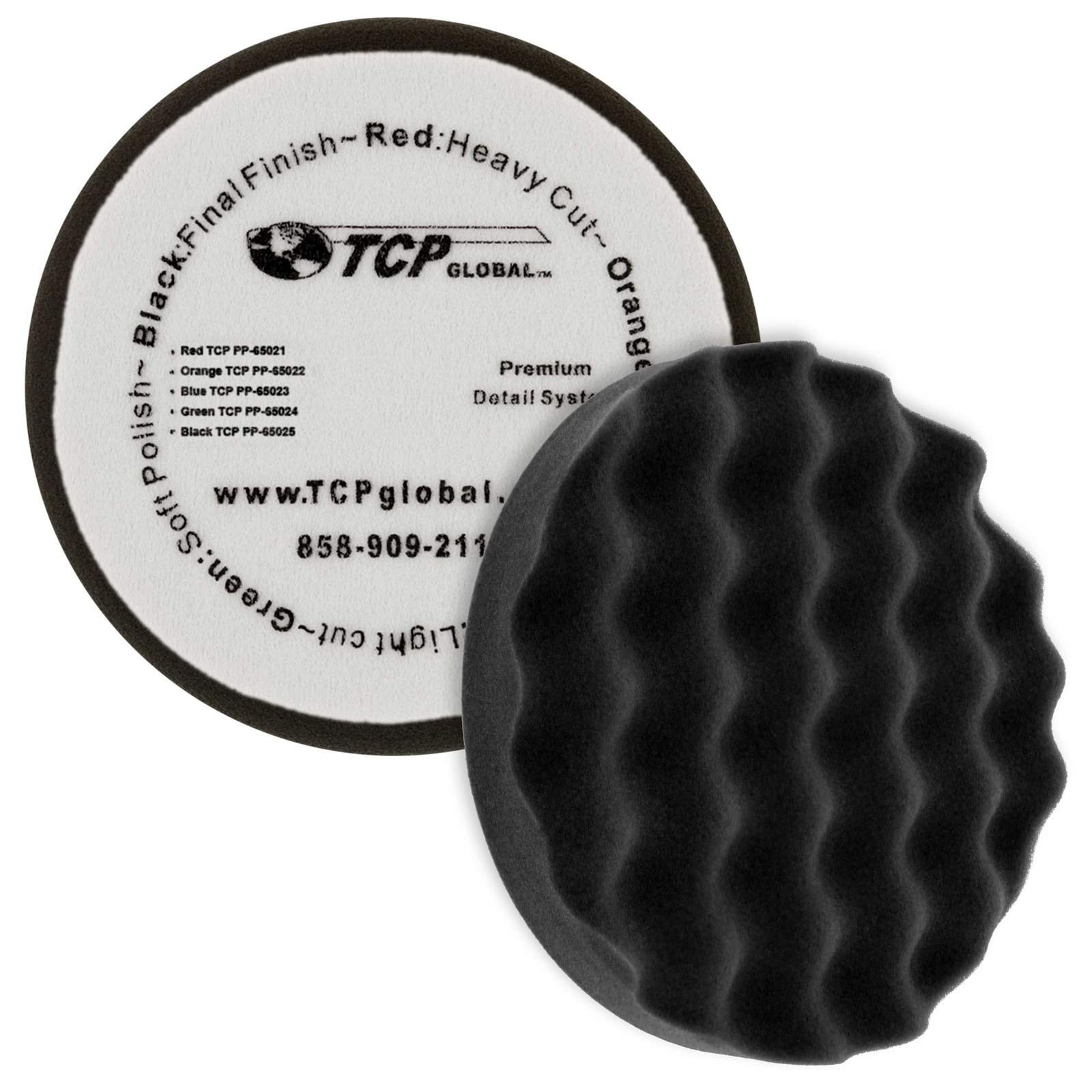 6.5" Black Waffle Final Finishing Grip Foam Polish Pad - DA Hook & Loop Detail gallery