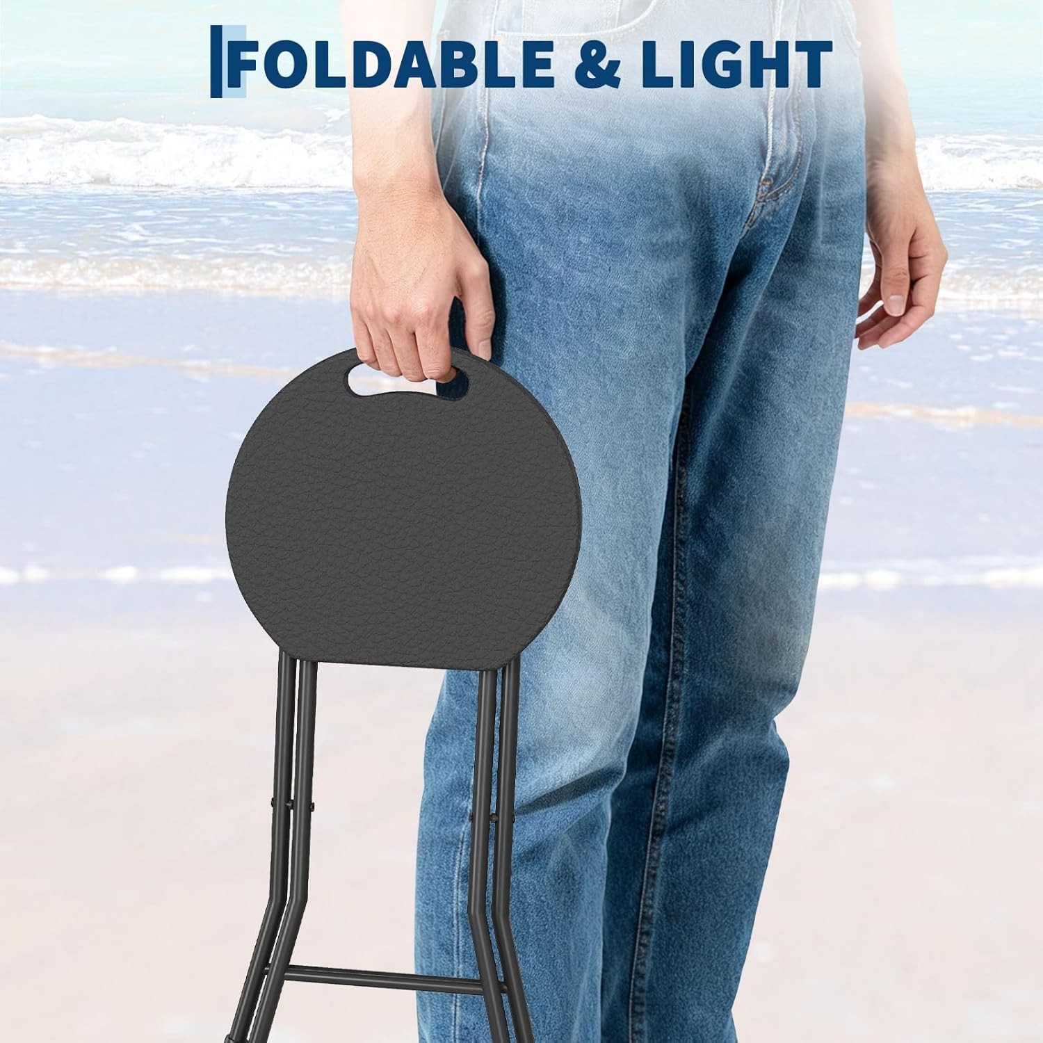 Folding Stool Chair w/ Handle Portable Heavy Duty Round Foldable Dorm Kitchen gallery