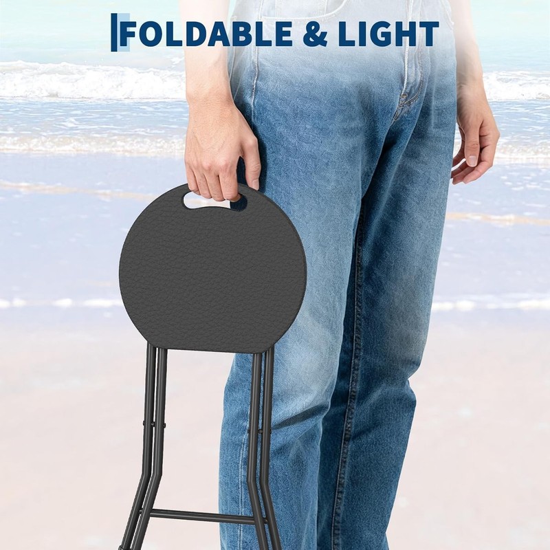 Folding Stool Chair w/ Handle Portable Heavy Duty Round Foldable Dorm Kitchen gallery