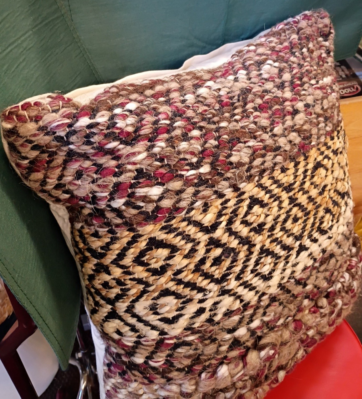 Handcrafted India 18" X 18" Pillow Interwoven geometric design zippered gallery