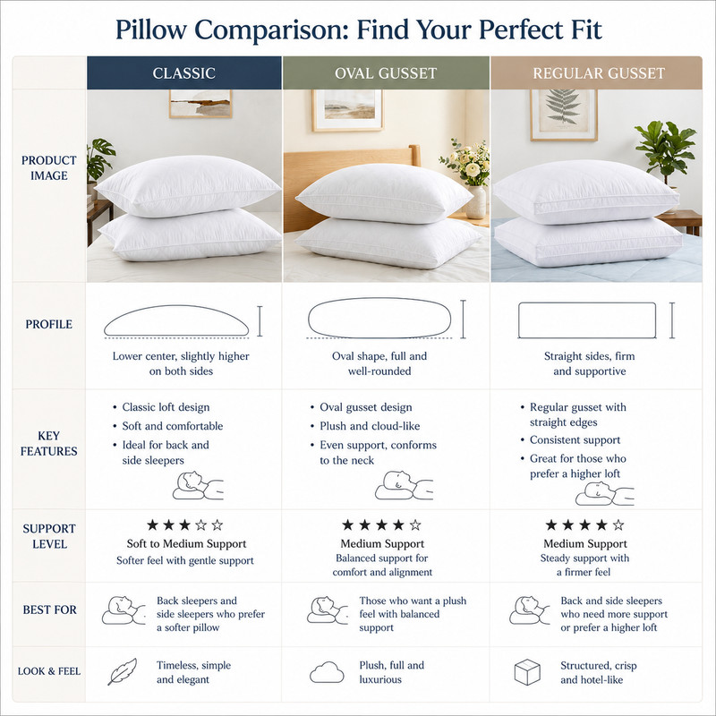 2PCS Goose Down Feather Bed Pillows, King Queen Pillow, Classic or Gusset Pillow gallery