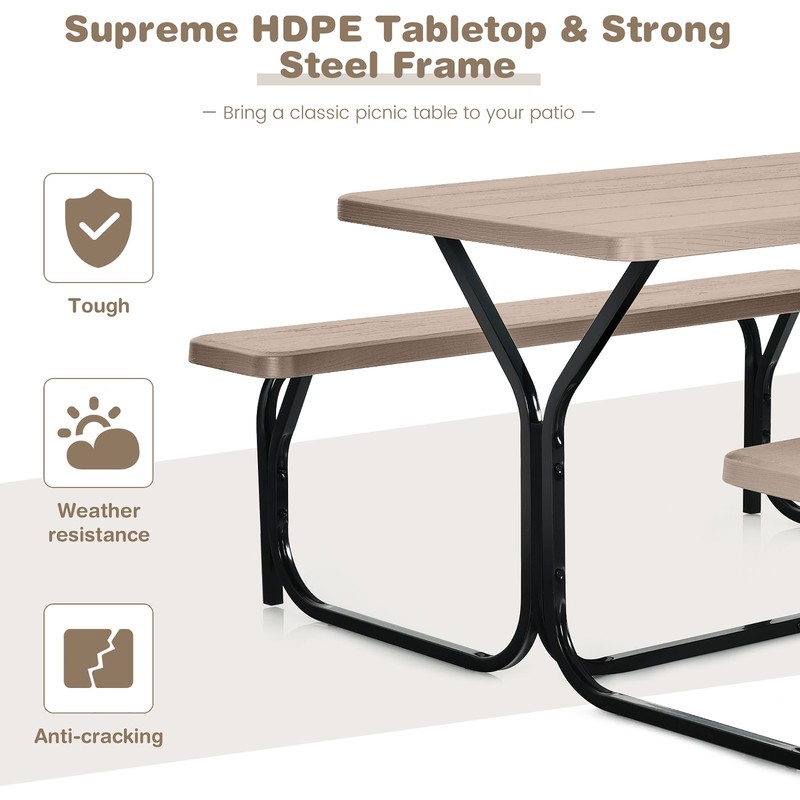Picnic Table Camping Picnic Bench Set Backyard Garden Patio Dining Party gallery