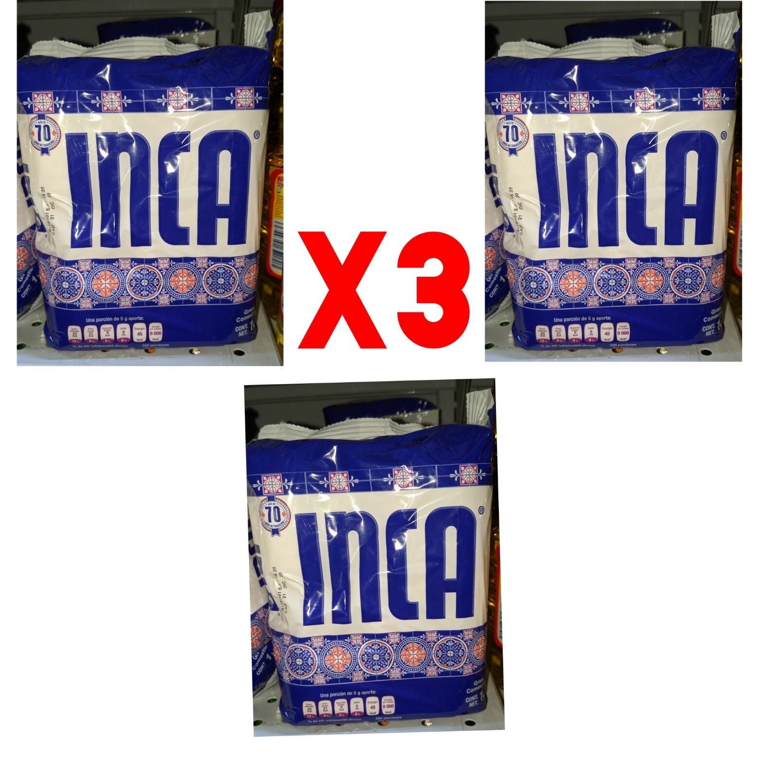 3 pack Manteca Inca (vegetable shortening) 3 kilos (1kilo each pack) gallery