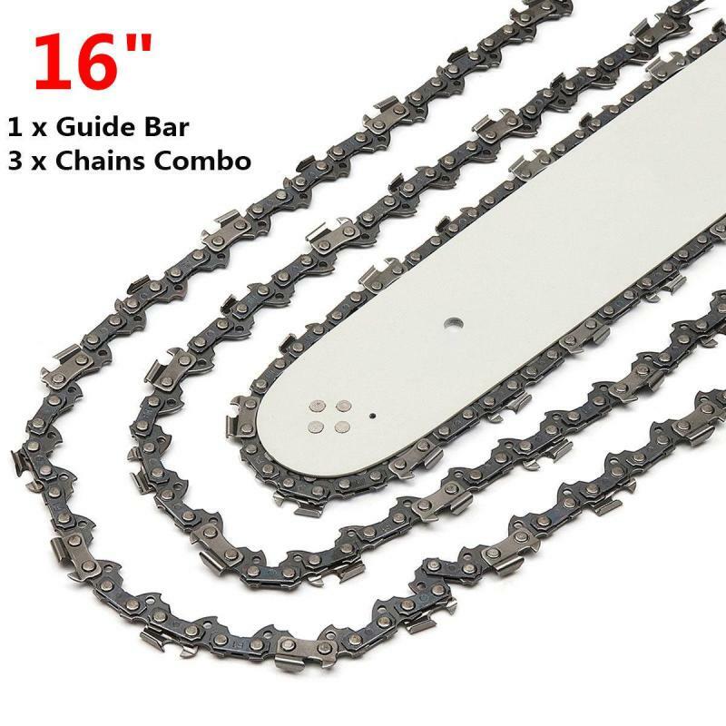 For STIHL 009 010 E10 MS180 MS190 MS250 16 Inch Chain Saw Guide Bar + 3 Chains gallery