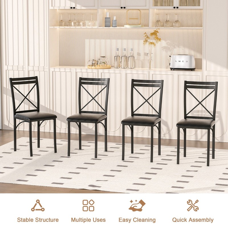 5 Pcs Dining Table Set for Kitchen Marble Grain Table Top Dinette w/Storage Rack gallery