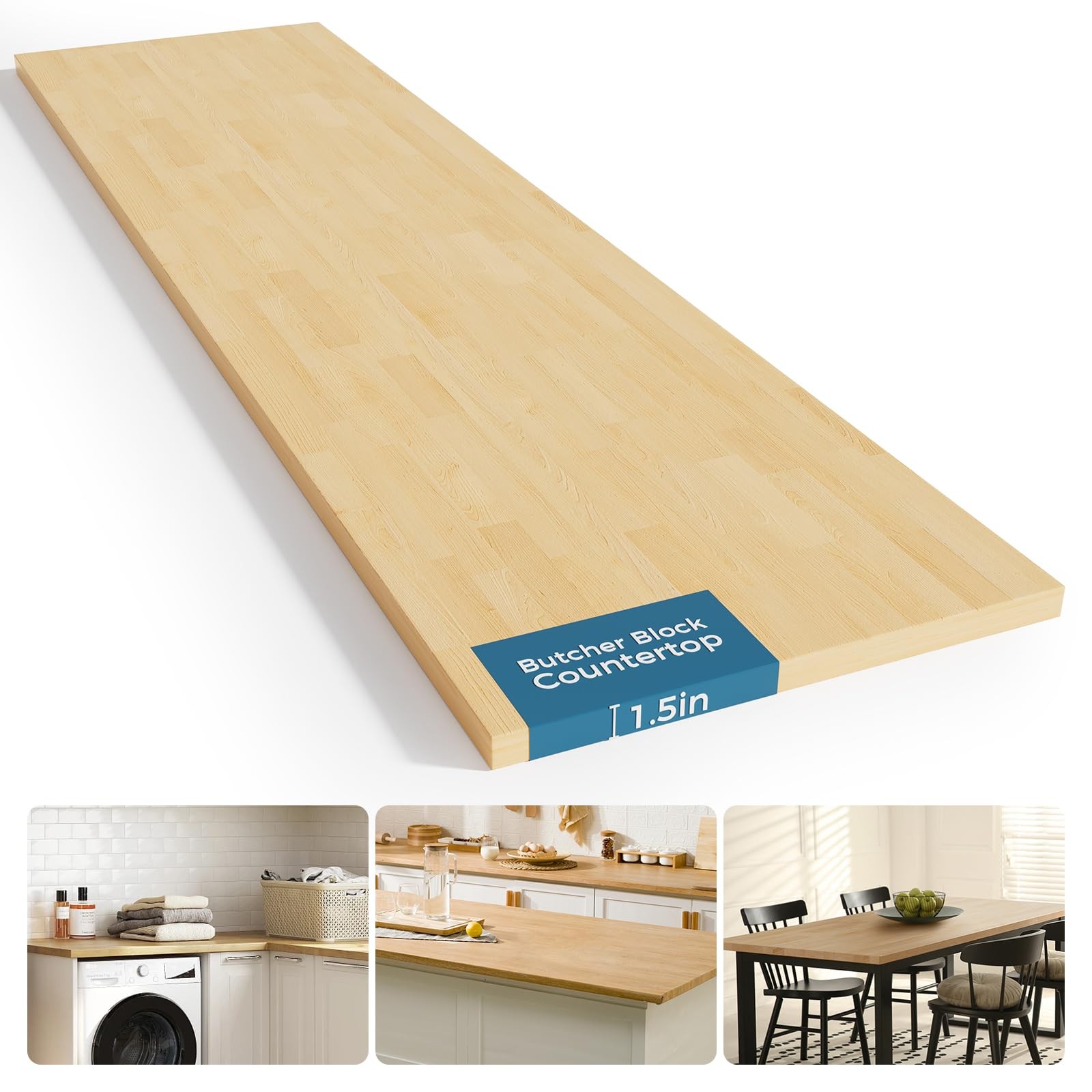 Solid Wood Butcher Block Countertop - Unfinished Birch Slab Counter Top Woode... gallery