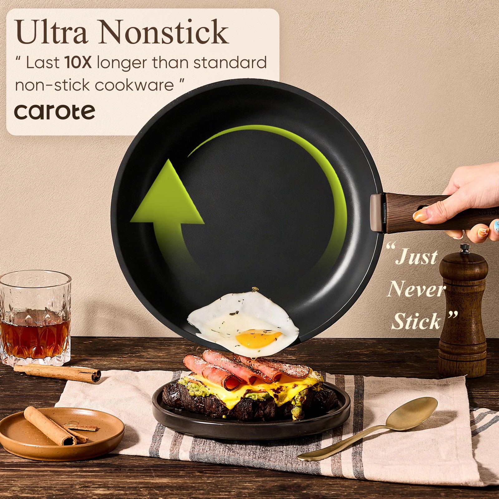 Cookware Set 19 Piece Non Stick Detachable Handle Induction Safe CAROTE 19pcs gallery