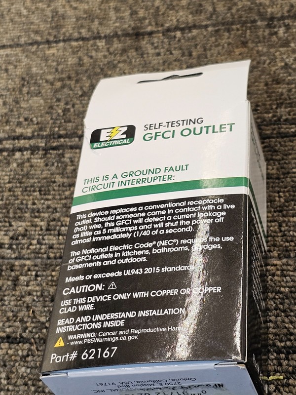 (QTY 5) EZ Electrical 62167 Self Testing GFCI Outlet 15 AMP White 125V AC 60Hz gallery
