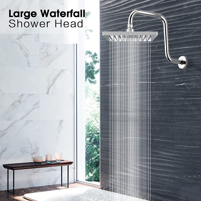8" High Pressure Square Showerhead with Large Spray Surface- Chrome gallery