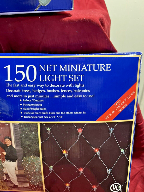 150 NET MINIATURE LIGHT SET INDOOR/OUTDOOR, BRAND NEW IN BOX, 3 BOX SET gallery