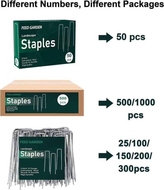 1000Pk Galvanized Landscape Staples 11 Gauge Garden Stakes Fabric SOD Yard Pins gallery
