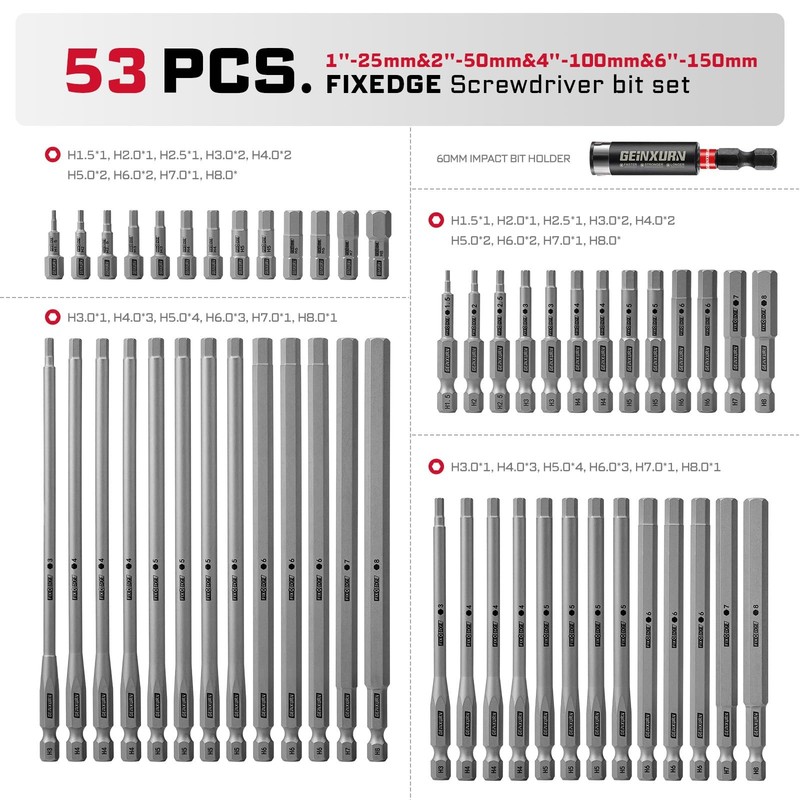 53Pieces Fixedge Screwdriver bit Set,6 inches Mixed Hex Magnetic Alloy Steel ... gallery