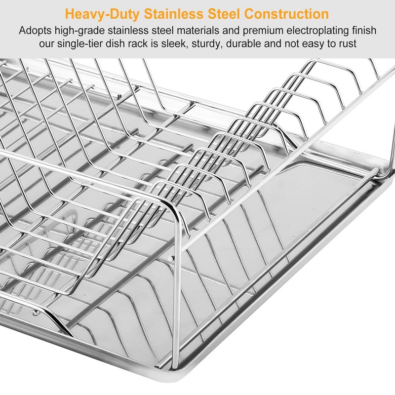 Kitchen Over Sink Dish Drying Rack Stainless Steel Drainer Holder w/ Drainboard gallery