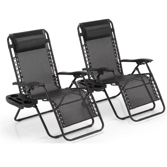 Alvantor 2-Pack Zero Gravity Lounge Chairs Folding Recliners w/ Cup Holder gallery