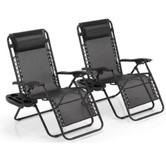 Alvantor 2-Pack Zero Gravity Lounge Chairs Folding Recliners w/ Cup Holder