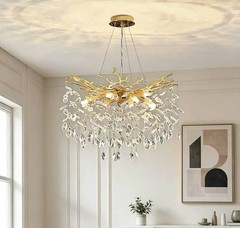High End Tree Branch Crystal Pendant Light Raindrop Foyer Dining Chandelier