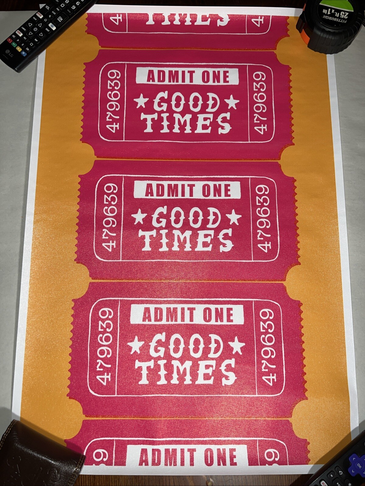Good Times Admit One Ticket ✅ Fun Party Poster Canvas Wall Art ✅ 24 X 16.5 Inch gallery