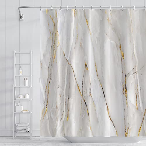 Abstract Marble Bathroom Shower Curtain 48"W x 72"L (Pack of 1) Grey and White gallery