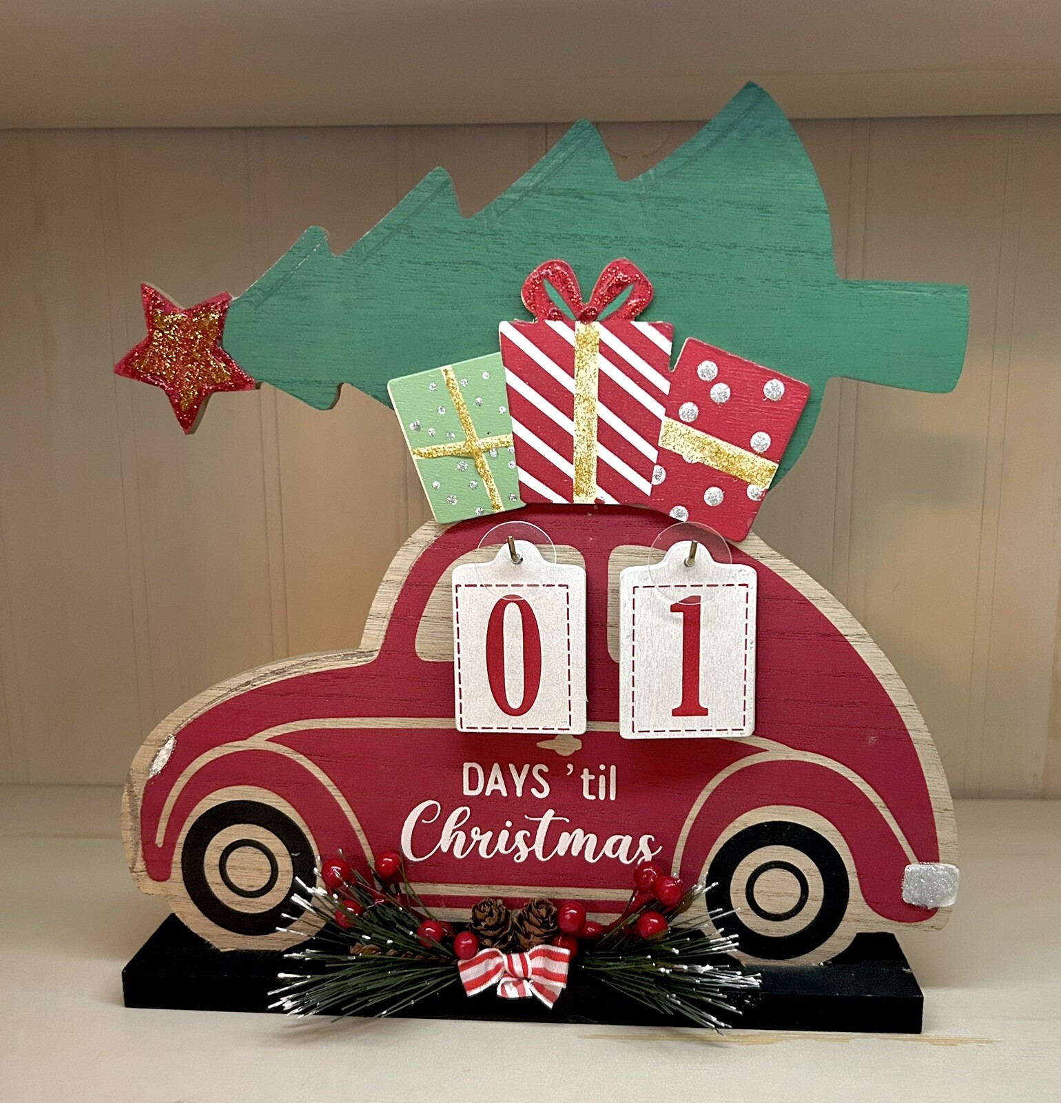 Days Til Christmas Flip Count Down Glitter Wood Volkswagen Perpetual Calendar gallery