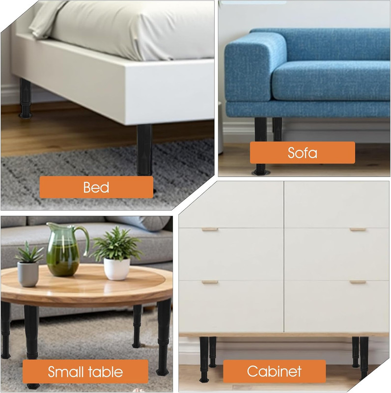 6Pcs Adjustable Height Bed Support Legs 5.1-8.7 Inch Bed Frame Center Bed Sla... gallery