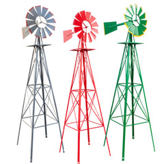 8FT Yard Windmill Garden Ornamental Wind Mill Wind Spinners Weather Vane Decor