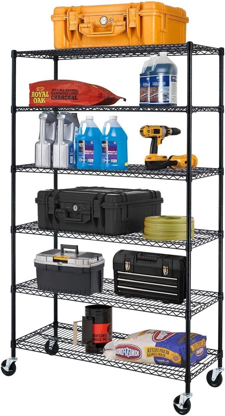 Heavy Duty Metal Wire Shelving Height Adjustable Utility Steel 18x48x78, 6-Tier gallery