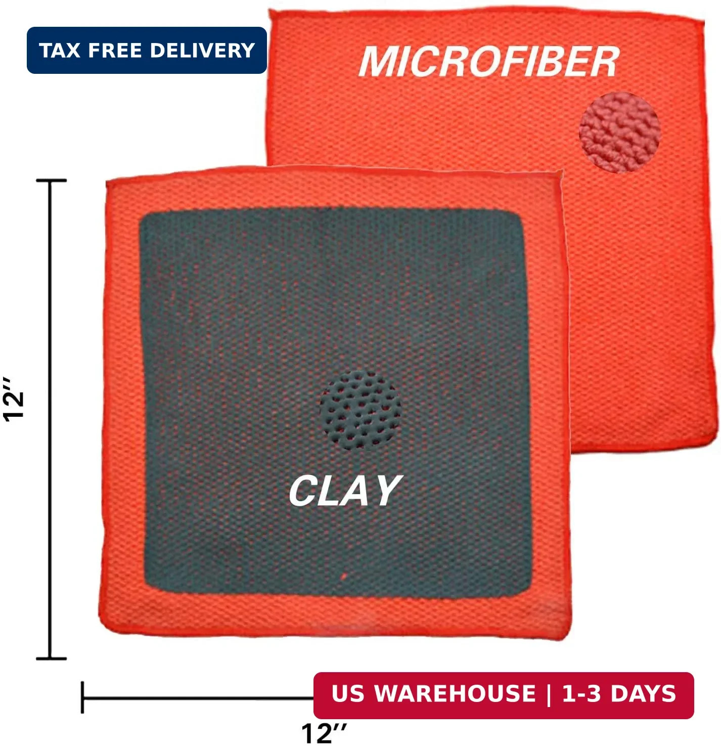 3 Pcs 12'' Fine Grade Clay Towel, Perforated Synthetic Decontamination Towel for gallery