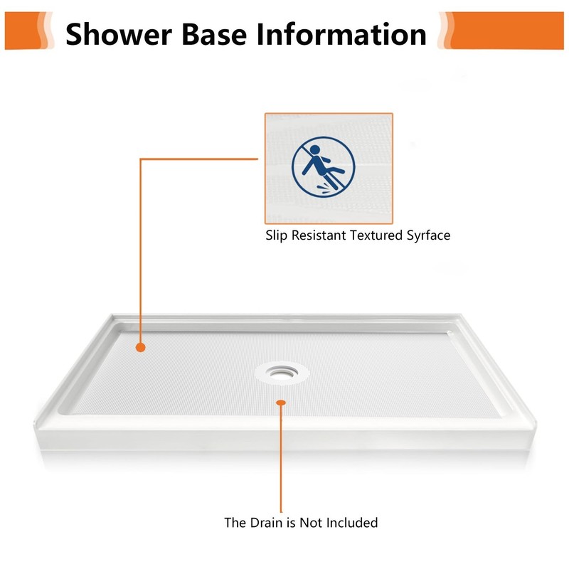 60''L x 36''W White Rectangular Shower Pans With Sturdy Shower Base Center Drain gallery
