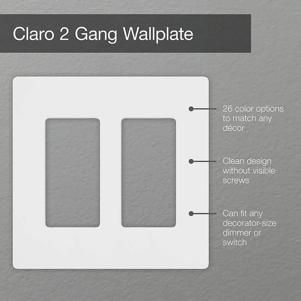 Claro 2 Gang Wall Plate for Decorator/Rocker Switches, Gloss, White(CW-2-WH) 6PK gallery