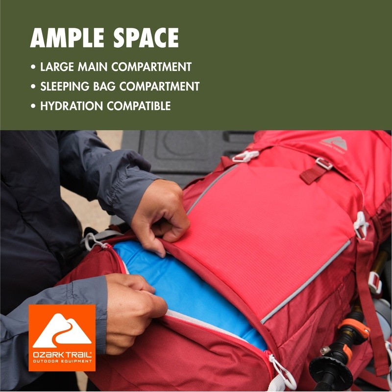 Unisex 47L Hiking Backpack Internal Frame Hydration Ready Adjustable Straps New 5